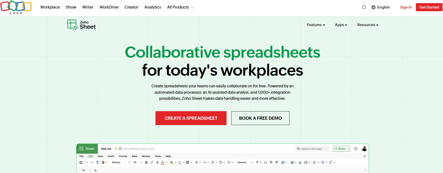 Zoho Sheet